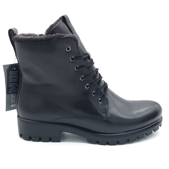 ECCO Modtray Women's Insulated Black Lace Up Ankle Boots Size 8-8.5 EU 39 - Picture 4 of 14